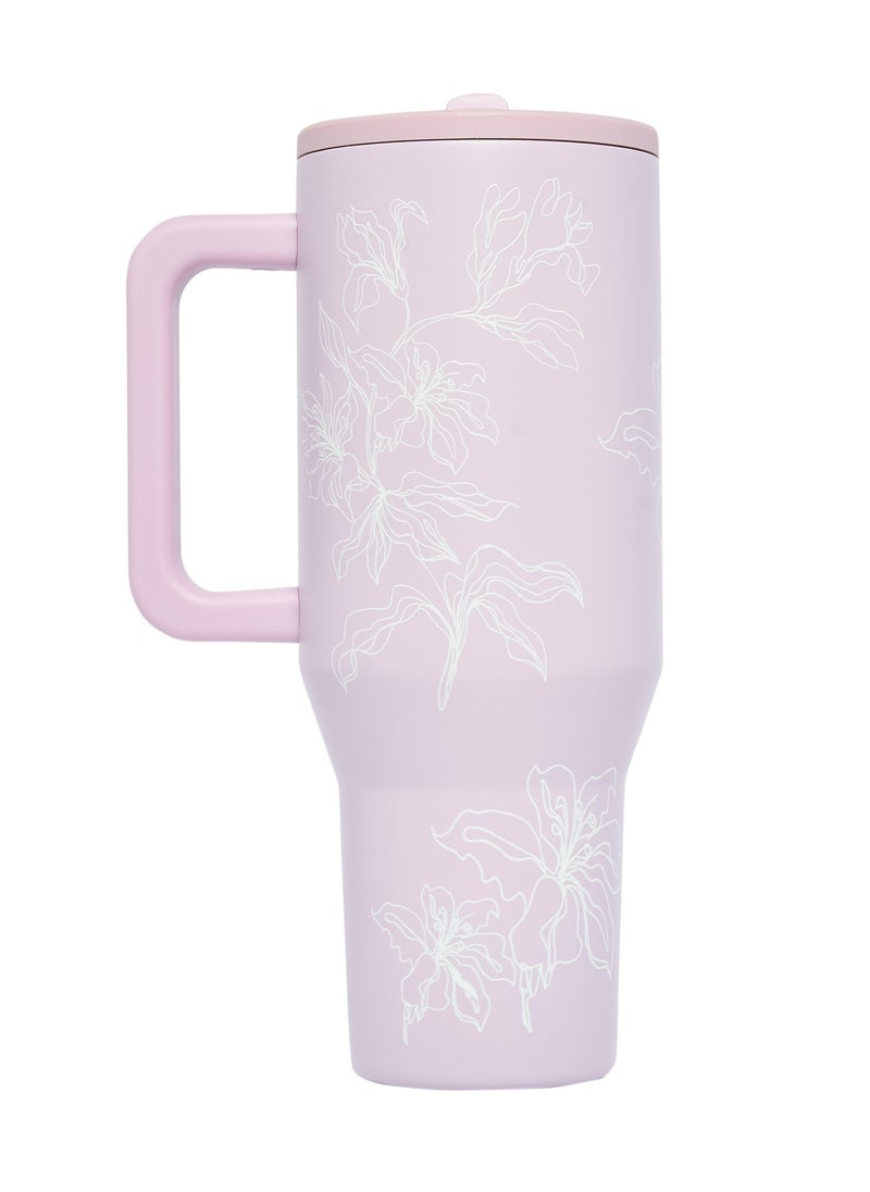 Prickly Pear Stainless Steel Water Bottle 40 Oz Hydrator Floral Pink  - Image 4