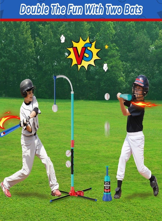Handwell 3-in-1 T Ball Set for Kids: Hanging Batting Tee + T Ball Stand Set Auto BaseBall Launcher for Toddlers & Youth Adjustable Height with 2 Bats 6 balls Outdoor&Indoor Toys Sports Gifts for 3-12 years old - Image 5