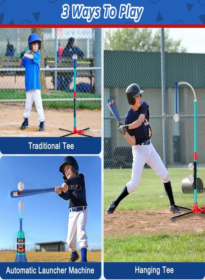 Handwell 3-in-1 T Ball Set for Kids: Hanging Batting Tee + T Ball Stand Set Auto BaseBall Launcher for Toddlers & Youth Adjustable Height with 2 Bats 6 balls Outdoor&Indoor Toys Sports Gifts for 3-12 years old - Image 2