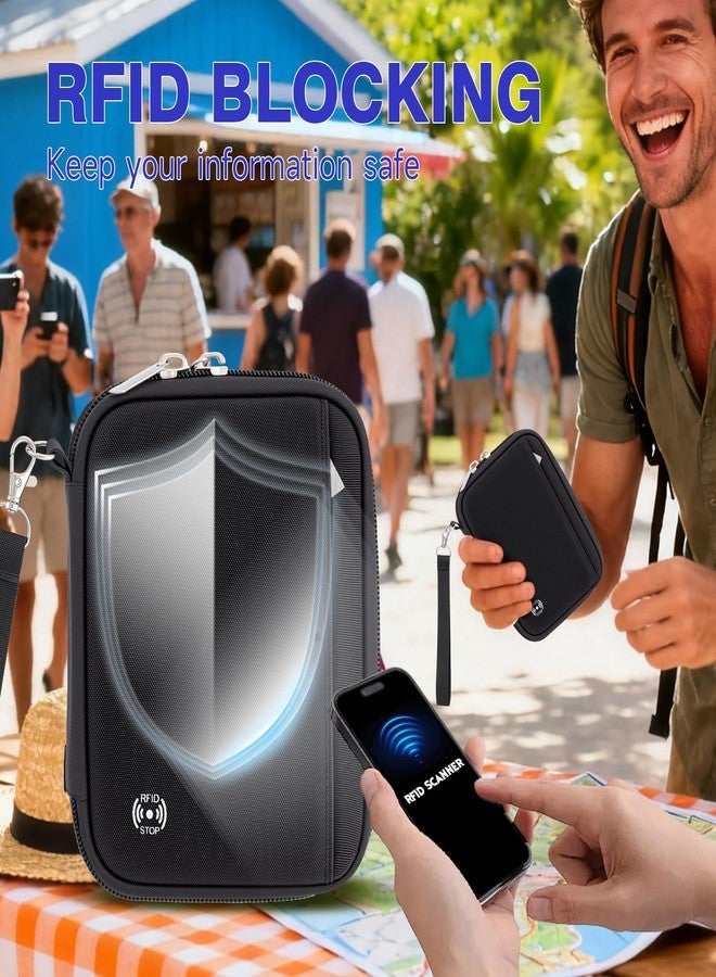 وول نيو حافظة جواز سفر من والنيو للسفر - محفظة سفر مزودة بتقنية حجب RFID، منظم أساسيات مع فتحات للبطاقات وجيب بسحاب (للنساء/الرجال)، أسود - Image 2