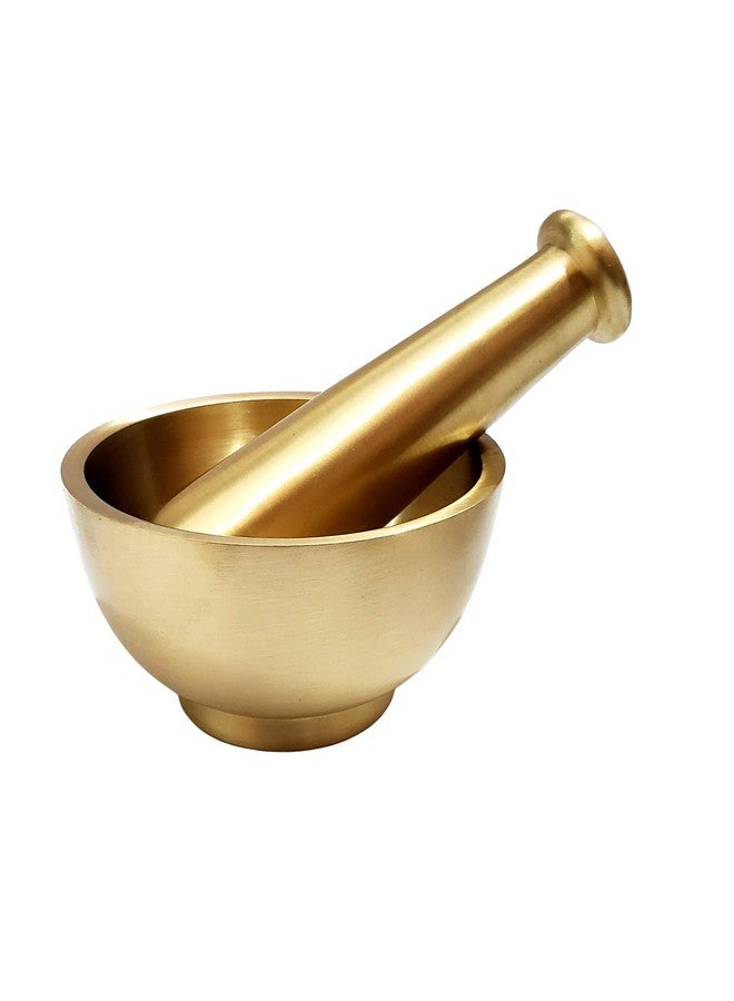 Pure Source India Brass Mortar Pestle Set, 1 Piece, 4.5 Inches, Gold - Image 1