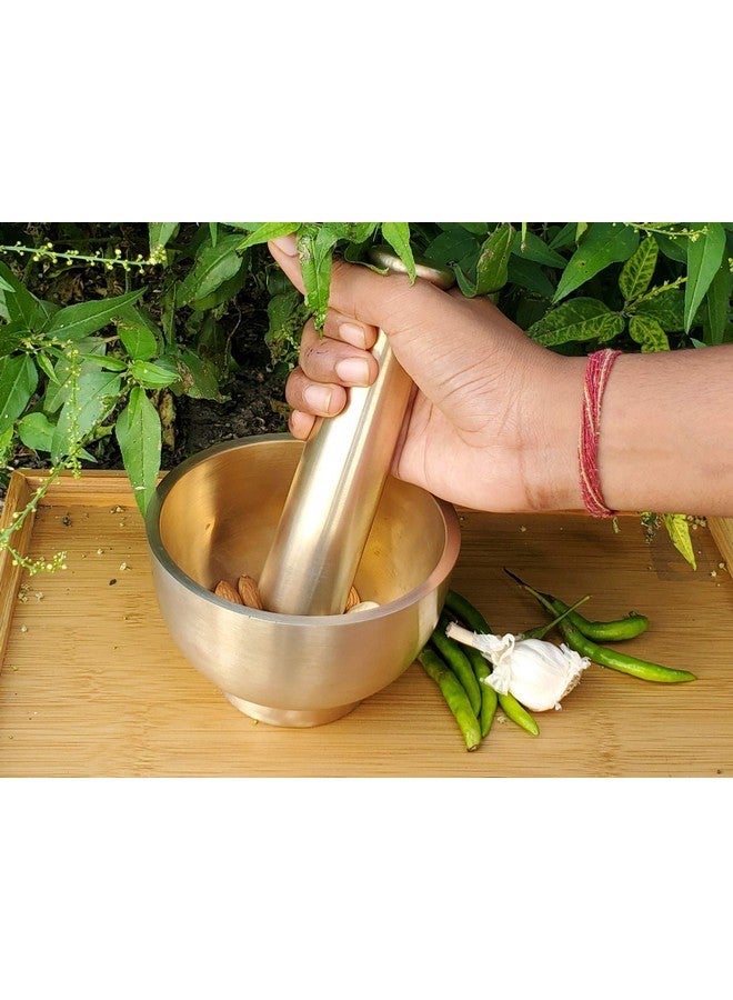 Pure Source India Brass Mortar Pestle Set, 1 Piece, 4.5 Inches, Gold - Image 4