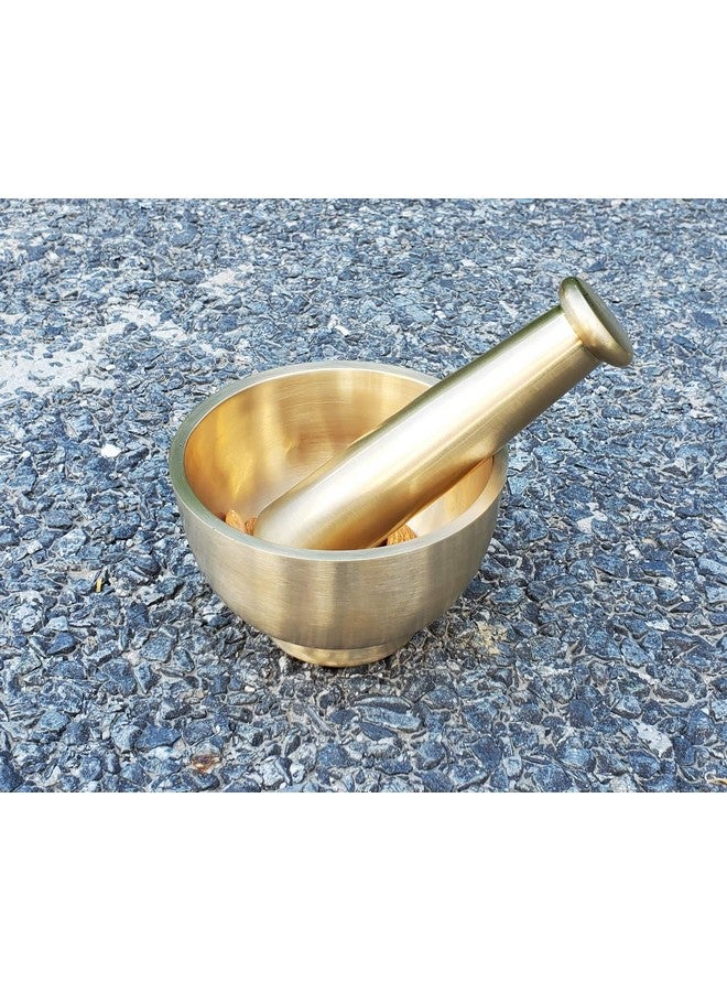 Pure Source India Brass Mortar Pestle Set, 1 Piece, 4.5 Inches, Gold - Image 2