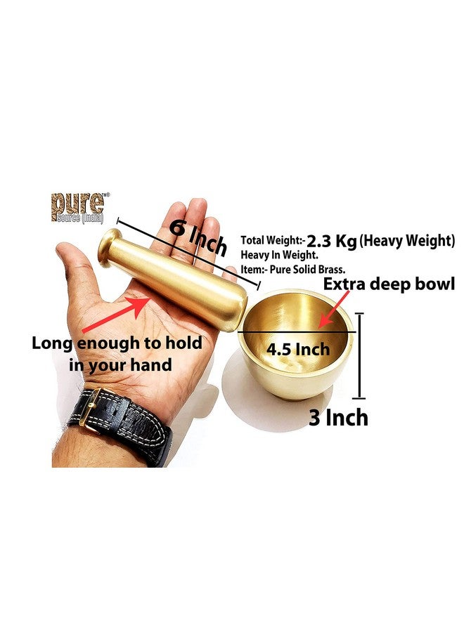 Pure Source India Brass Mortar Pestle Set, 1 Piece, 4.5 Inches, Gold - Image 3