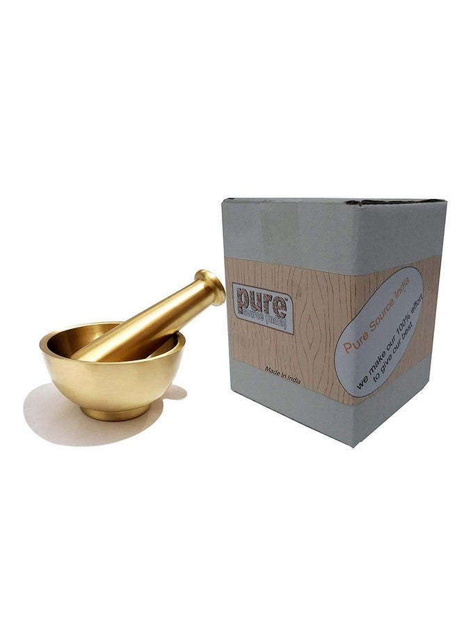 Pure Source India Brass Mortar Pestle Set, 1 Piece, 4.5 Inches, Gold - Image 5