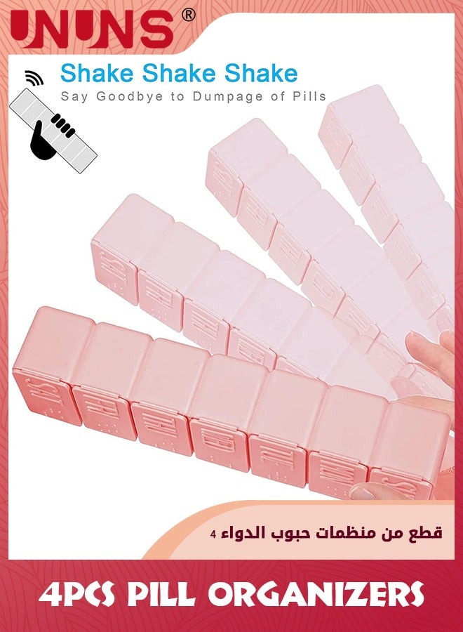 UNUNS 7 Day Pill Organizer,4 Pack Weekly Pill Organizer For Vitamin,Travel Pill Organizer,Dustproof and Moisture Proof Daily Pill Storage Box To Hold Vitamins, Medication and Fish Oil,2 Pink 2 Beige - Image 3