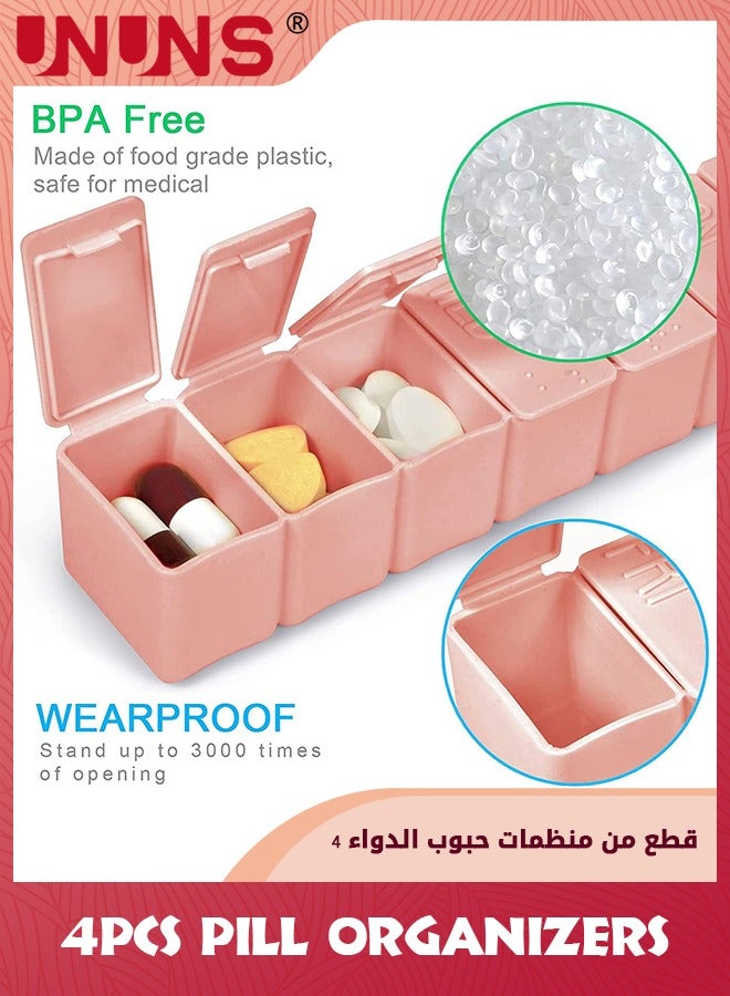 UNUNS 7 Day Pill Organizer,4 Pack Weekly Pill Organizer For Vitamin,Travel Pill Organizer,Dustproof and Moisture Proof Daily Pill Storage Box To Hold Vitamins, Medication and Fish Oil,2 Pink 2 Beige - Image 2