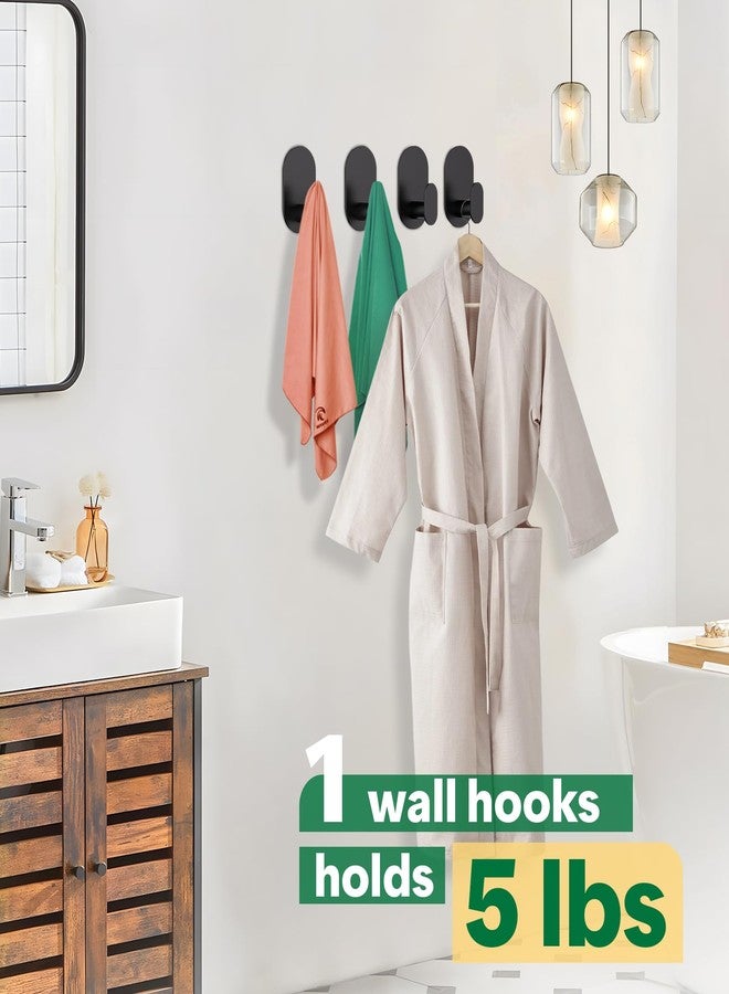 Aikzik 12 Pcs Towel Hooks with 16 Removable Strips, Black Hooks for Walls No Damage, Adhesive Wall Hooks for Bathroom, Kitchen, Shower Hooks for Inside Shower, Stainless Steel Sticky Hooks for Hanging - Image 4