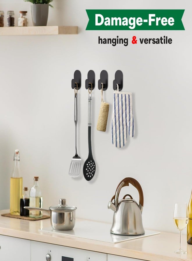 Aikzik 12 Pcs Towel Hooks with 16 Removable Strips, Black Hooks for Walls No Damage, Adhesive Wall Hooks for Bathroom, Kitchen, Shower Hooks for Inside Shower, Stainless Steel Sticky Hooks for Hanging - Image 5