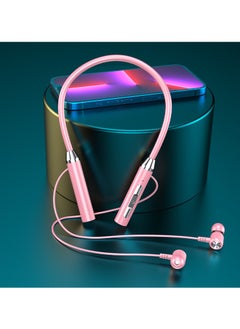 Generic Wireless bluetooth headset sports binaural in-ear neck hanging neck headset super long standby battery life pink  - Image 2
