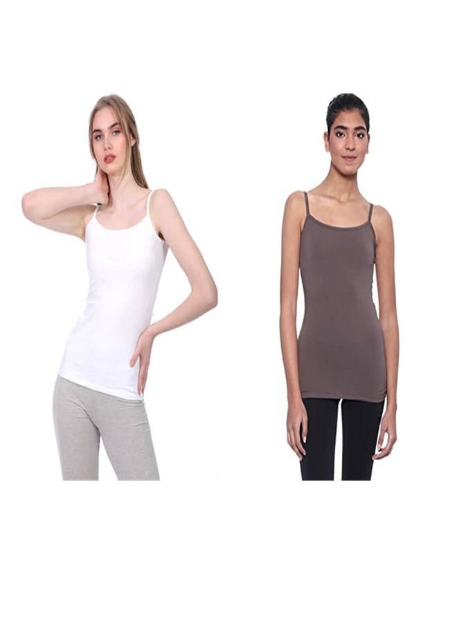 DICE - Sleeveless Tank Top Cotton pack Of 2 (brown-white) - Image 1