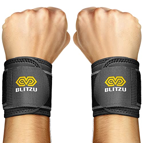 BLITZU Carpal Tunnel Wrist Brace, 2 Pack Wrist Compression Straps for Pain Relief. Wrist Bands Support for, Tendonitis, Weightlifting, Working Out, Left and Right Hand Protection - Image 1