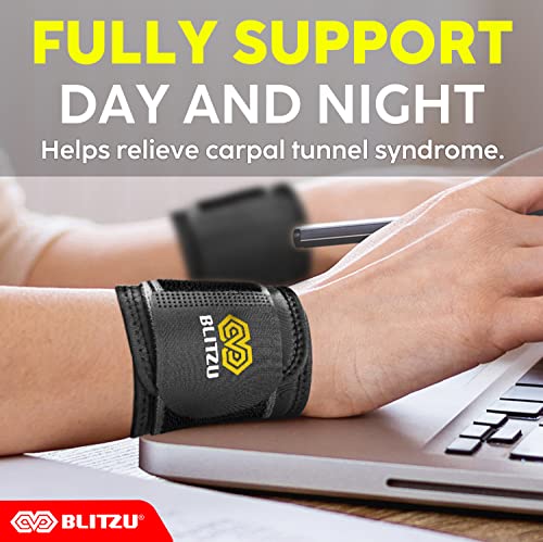 BLITZU Carpal Tunnel Wrist Brace, 2 Pack Wrist Compression Straps for Pain Relief. Wrist Bands Support for, Tendonitis, Weightlifting, Working Out, Left and Right Hand Protection - Image 4