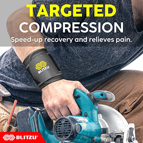 BLITZU Carpal Tunnel Wrist Brace, 2 Pack Wrist Compression Straps for Pain Relief. Wrist Bands Support for, Tendonitis, Weightlifting, Working Out, Left and Right Hand Protection - Image 2
