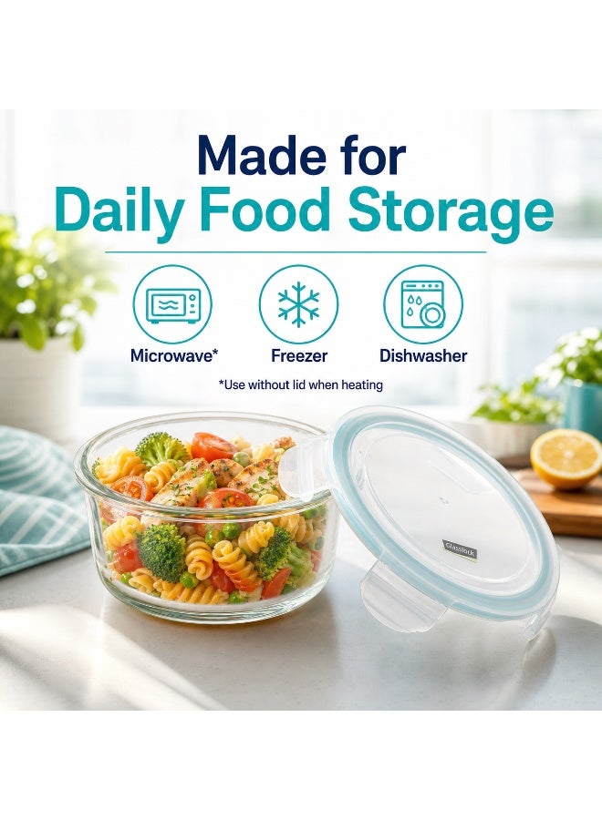 Glasslock MCCB-205 Glass Container 2050ml Round Food Storage Container Airtight BPA Free Microwave Safe - Image 4
