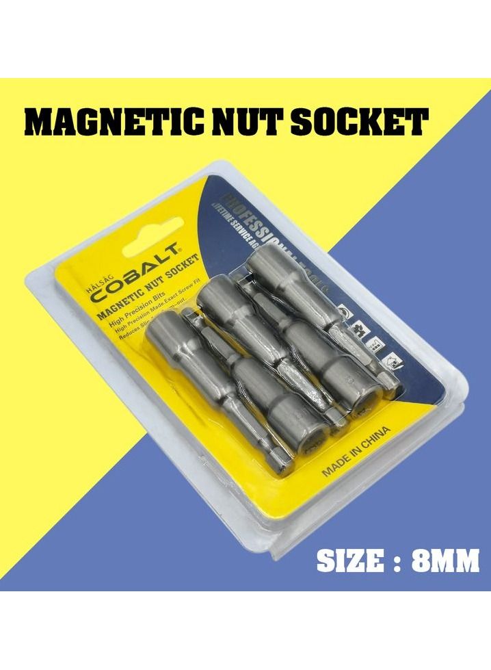 Cobalt COBALT Magnetic socket Bit 5 Pcs 8mm High Precision Exact Screw Fit Reduce Slip Socket Adaptor Wrench Nut Setter Set  - Image 1