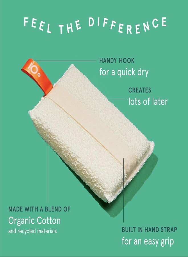 Cleanlogic Organic Cotton Exfoliating Body Scrubber, Reusable Exfoliator Tool for Smooth and Softer Skin, Daily Skincare Routine, Natural, 3 Count Value Pack - Image 2