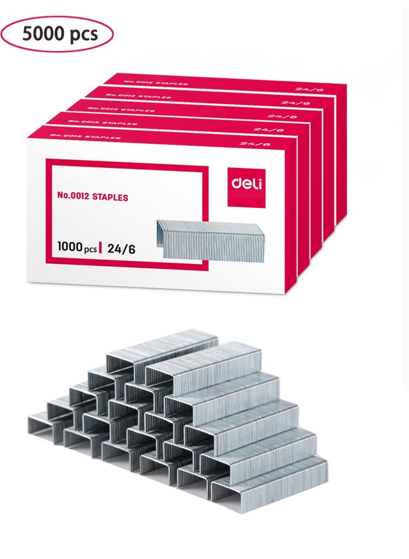 Deli Heavy Duty Stainless Steel Staples - Compatible with 12# and 24/6# Staples, Rust-Proof Design, 25 Sheet Staples, Precision Tip for Paper/Fabric/Cardstock, Portable Box (5000 Staples) - Image 1