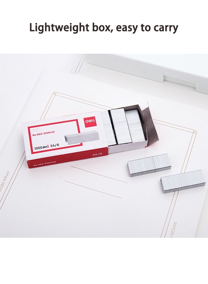 Deli Heavy Duty Stainless Steel Staples - Compatible with 12# and 24/6# Staples, Rust-Proof Design, 25 Sheet Staples, Precision Tip for Paper/Fabric/Cardstock, Portable Box (5000 Staples) - Image 2