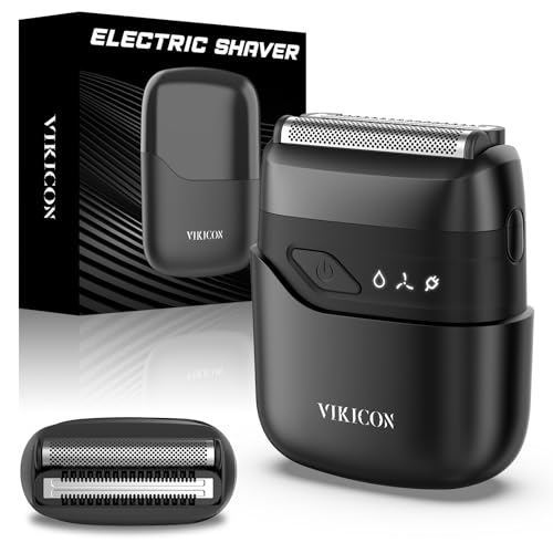 VIKICON® Electric Foil Shavers for Men, Compact Travel Face Shaver, Mini Razor for Shaving Face, Portable On-The-Go Shaver w/Dual Floating Blades, Close Shave Stubble Trimmer USB-C, Gifts for Dad Him - Image 1