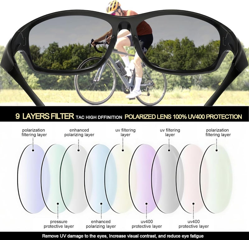 Joopin Sports Sunglasses Polarized UV400 Protection Wrap Around Sun Glasses Shades for Men Women - Image 3