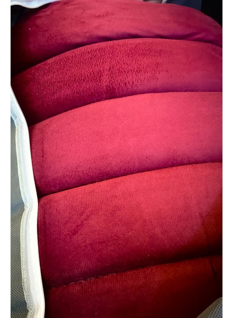 سليب لاند بكج الضيوف والرحلات لون أحمر عودي طراحة مع بطانية ومخدة وشنطة تخزين - Image 4