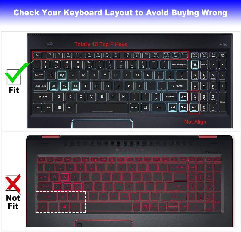 RAYA keyboard cover for Acer Nitro 5 series { AN515-45 / AN515-47 / AN515-46 / AN515-47 / AN515-57 / AN515-58 } & Acer Predator Helios 300 keyboard cover { PH315-54 } Gaming Laptop (Silicone Clear) - Image 2