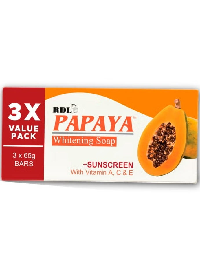 ار دي ال صابون البابايا لتفتيح البشرة مع واقي شمس بفيتامينات أ و ج و ه 65 جرام 3 قطع
