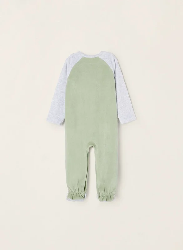 Zippy Velour Sleepsuit for Baby Boys 'Dinosaur', Grey/Green