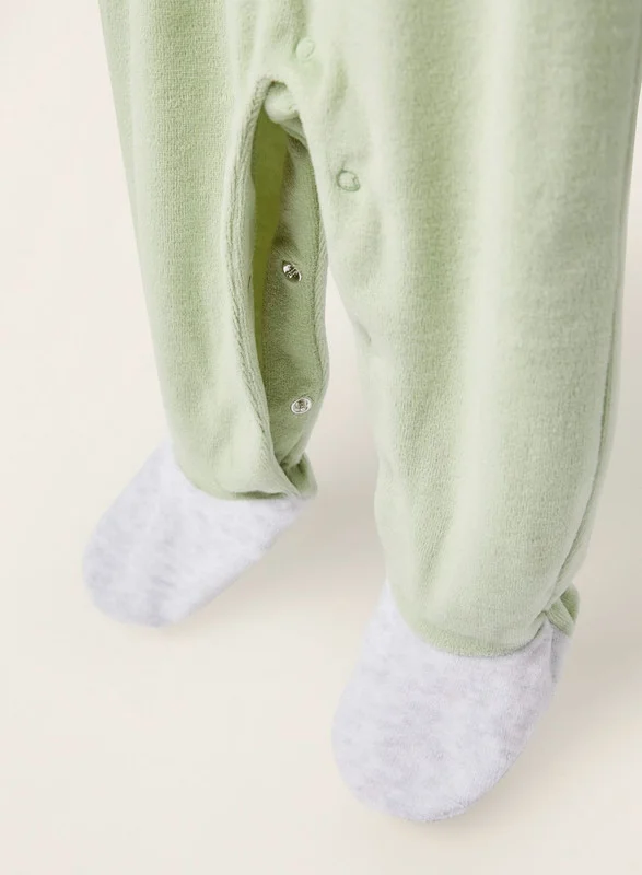 Zippy Velour Sleepsuit for Baby Boys 'Dinosaur', Grey/Green