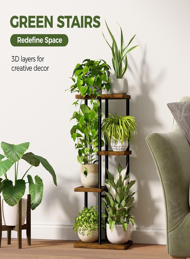 Bamworld Plant Stand Indoor, Corner 4 Tier Metal Plant Shelf for Multiple Plants, Tiered Flower Pot Stands for Patio Garden Balcony Living Room Bedroom, Brown - Image 4