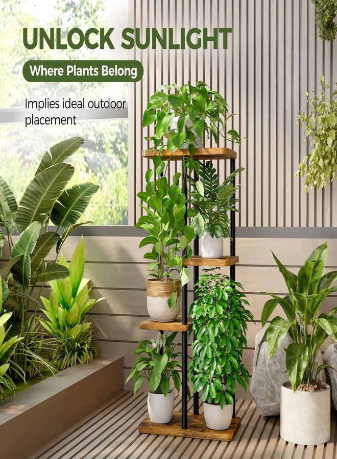Bamworld Plant Stand Indoor, Corner 4 Tier Metal Plant Shelf for Multiple Plants, Tiered Flower Pot Stands for Patio Garden Balcony Living Room Bedroom, Brown - Image 5