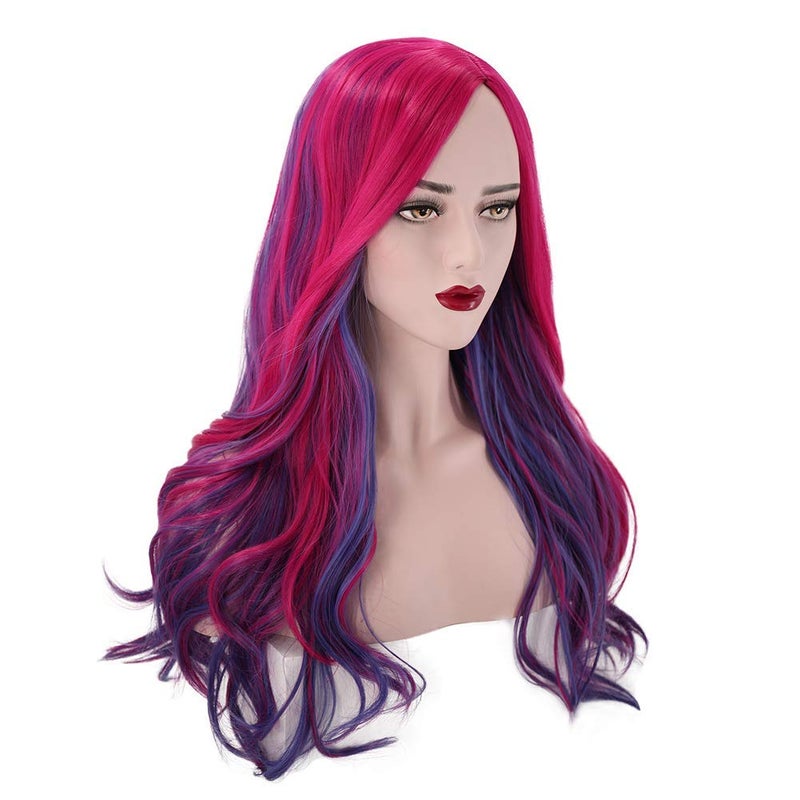 PATTNIUM Purple Pink Wig Long Wavy Wig Purple and Hot Pink Wigs for Women Heat Resistant Synthetic Hair Womens Costume Cosplay Party Wigs