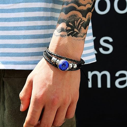Aktully Zodiac Signs Spirit Bracelet Zodiac Bracelet for Women Men Adjustable 12 Constellation Bracelet Multilayer Zodiac Black Leather Bracelets Zodiac Sign Wrap Bracelet for Women Men Birthday Jewelry (Virgo) - Image 2