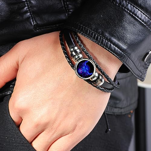 Aktully Zodiac Signs Spirit Bracelet Zodiac Bracelet for Women Men Adjustable 12 Constellation Bracelet Multilayer Zodiac Black Leather Bracelets Zodiac Sign Wrap Bracelet for Women Men Birthday Jewelry (Virgo) - Image 3