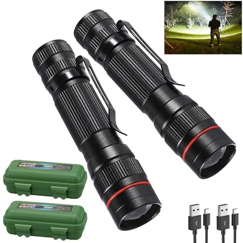 Wrrozz Flashlight Rechargeable 2 Pack, High Lumens LED flahlight, Super Bright Small Flash Light, Mini Pocket Pen Light with Clip, EDC Portable Keychain Flashlights for Camping, Emergencies, Home - Image 1