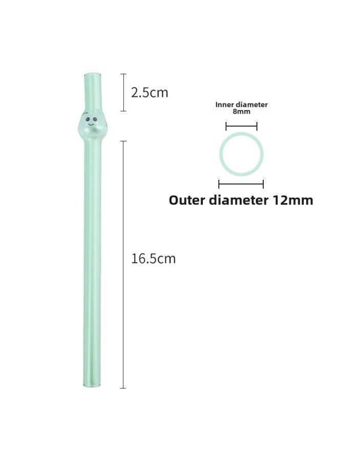 Wholesale Creative Glass Straw Color Big Eyes High Borosilicate Heat-resistant Explosion-proof Straight Tube Household Milk Tea Beverage Straw-Color:Green Big Eye (Decal)-Specifications:12mm * 220mm Straight Pipe - Image 1