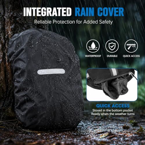 Zavothy Hydration Backpack with Rain Cover, 1.5L Lightweight Hydration Pack for Hiking, Cycling & Trail Running – Black - Image 5