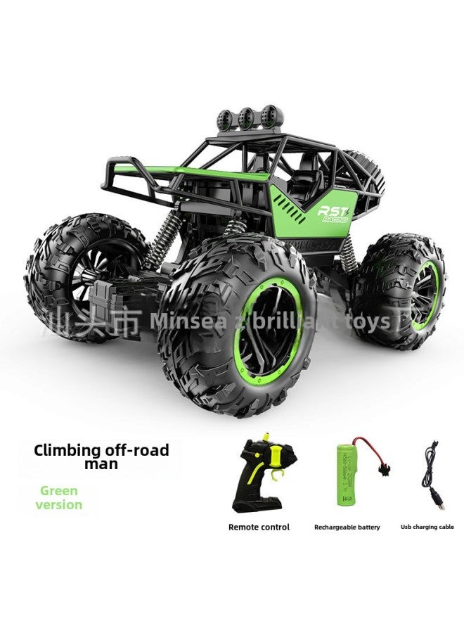 Children's Remote Control Car Climbing Car Rechargeable Electric Toy Alloy Off-road Monster Truck Play Vehicle-Color:1:18 Alloy Green-Proportion:1:18 - Image 1