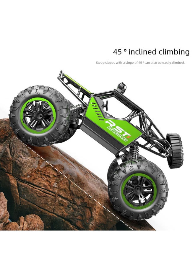 Children's Remote Control Car Climbing Car Rechargeable Electric Toy Alloy Off-road Monster Truck Play Vehicle-Color:1:18 Alloy Green-Proportion:1:18 - Image 4