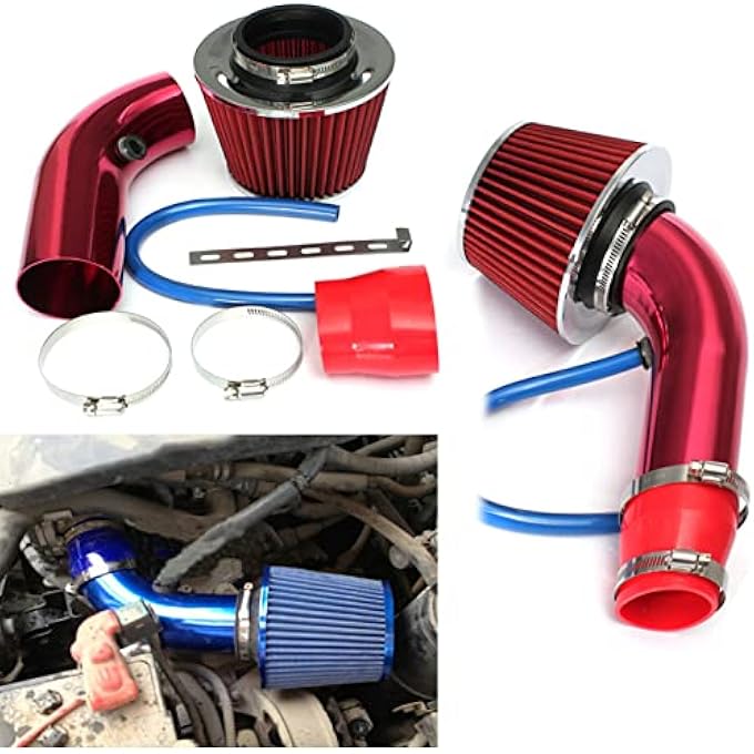 Eacam 3 Inch Universal Cold Air Intake Filter Kit with Stainless Steel Filter and Aluminum Alloy Pipe, Automotive Air Filter Induction Flow Hose Pipe Kit 64-76mm - Image 3