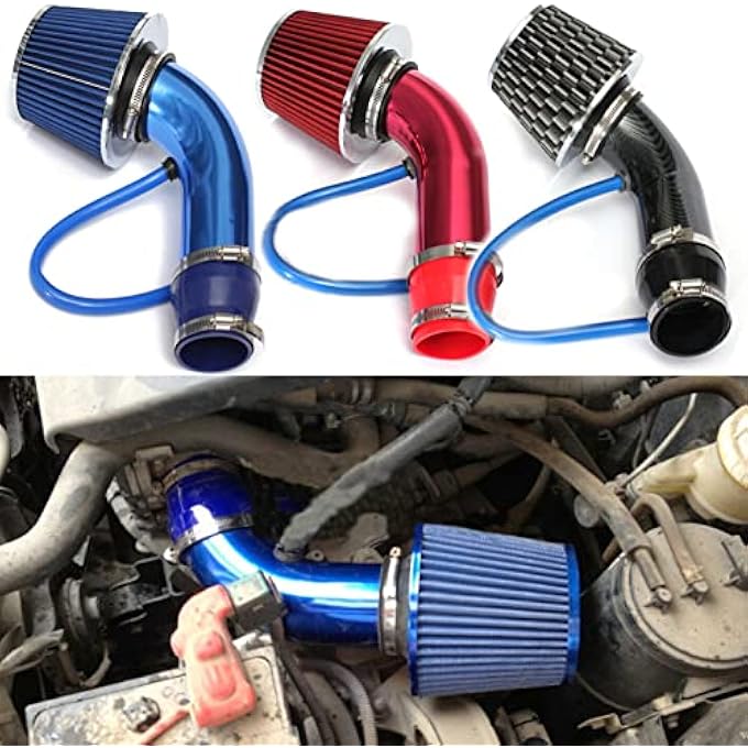 Eacam 3 Inch Universal Cold Air Intake Filter Kit with Stainless Steel Filter and Aluminum Alloy Pipe, Automotive Air Filter Induction Flow Hose Pipe Kit 64-76mm - Image 2