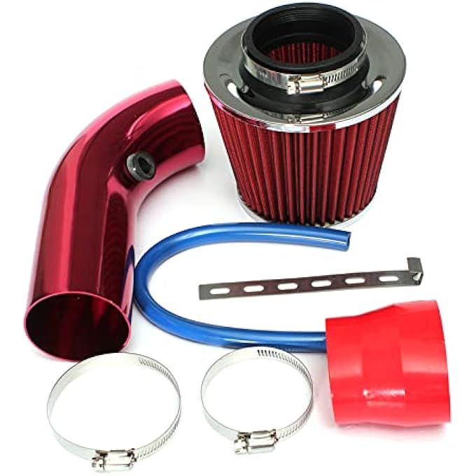Eacam 3 Inch Universal Cold Air Intake Filter Kit with Stainless Steel Filter and Aluminum Alloy Pipe, Automotive Air Filter Induction Flow Hose Pipe Kit 64-76mm - Image 1