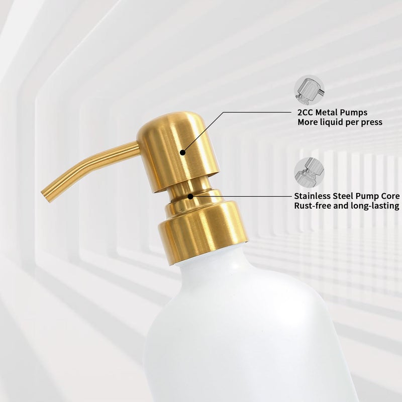 Prus Waso Gold Soap Dispenser Set, Glass Soap Dispenser with Stainless Steel Pump, Perfect for Modern Kitchen Counter Decor. (Gold) - Image 5