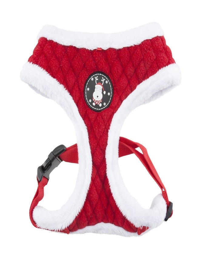Puppia Blitzen Dog Harness Over-The-Head Warm Winter Christmas Holiday Harness Adjustable Chest for Small and Medium Dog, Red, Medium - Image 1