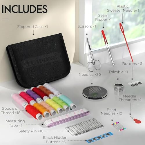 VERAT 72 Pcs Sewing Kit with Box, Portable Sewing Supplies Set with 12 Thread Spools, Scissors, Needles, Tape Measure for DIY, Beginners, Adults, Emergency, Travel & Stitching Items Box for Home - Image 2