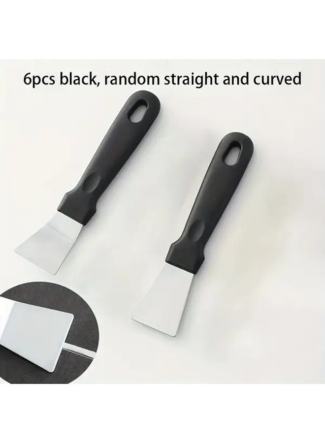 6 قطع مجموعة كاشطات مطبخ سوداء من الفولاذ المقاوم للصدأ مزيل الشحوم متعددة الوظائف - Image 1