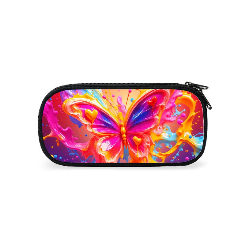 Color Butterfly Niche No-Style Student Single Layer Pencil Bag Large Capacity Polyester Pencil Case Student Storage Stationery Bag - Image 1