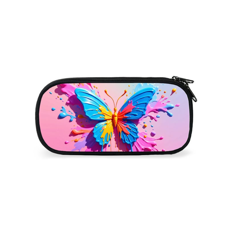 Color Butterfly Niche No-Style Student Single Layer Pencil Bag Large Capacity Polyester Pencil Case Student Storage Stationery Bag - Image 2