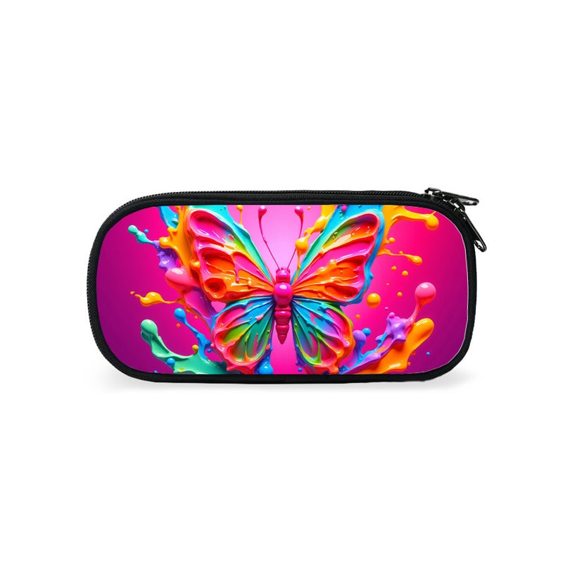 Color Butterfly Niche No-Style Student Single Layer Pencil Bag Large Capacity Polyester Pencil Case Student Storage Stationery Bag - Image 4